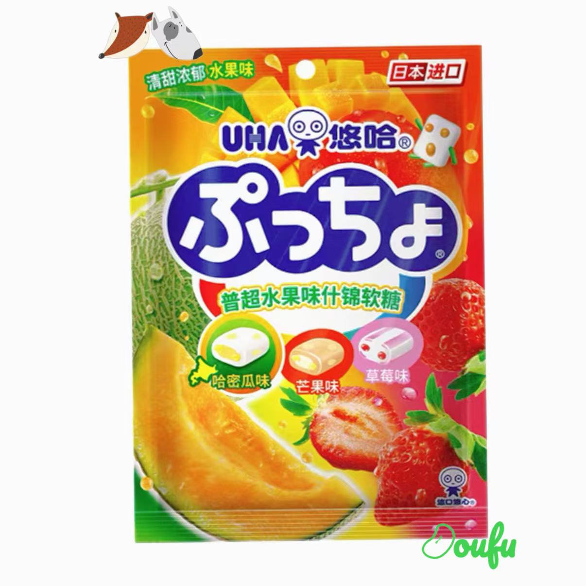 UHA Fruit Flavor Soft Candy 90g 悠哈普超水果味什锦软糖90g