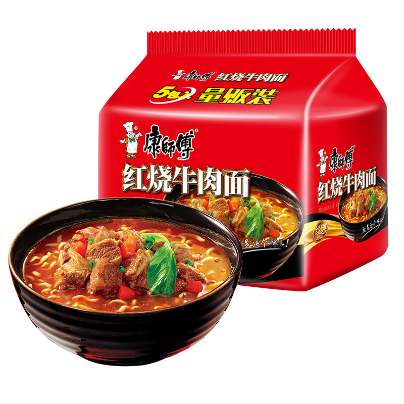 MR Kons Noodle Braised Beef Flavour 100g*5pcs 康师傅方便面红烧牛肉面五连包