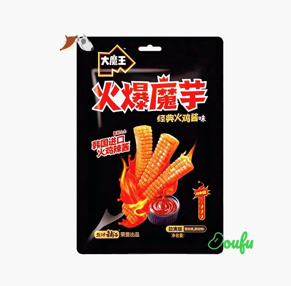 Yanker Shop Big Devil's Konjac snack samyang spicy buldak sauce flv 盐津铺子大魔王火爆魔芋三养火鸡酱味 150g(黑色大袋装)
