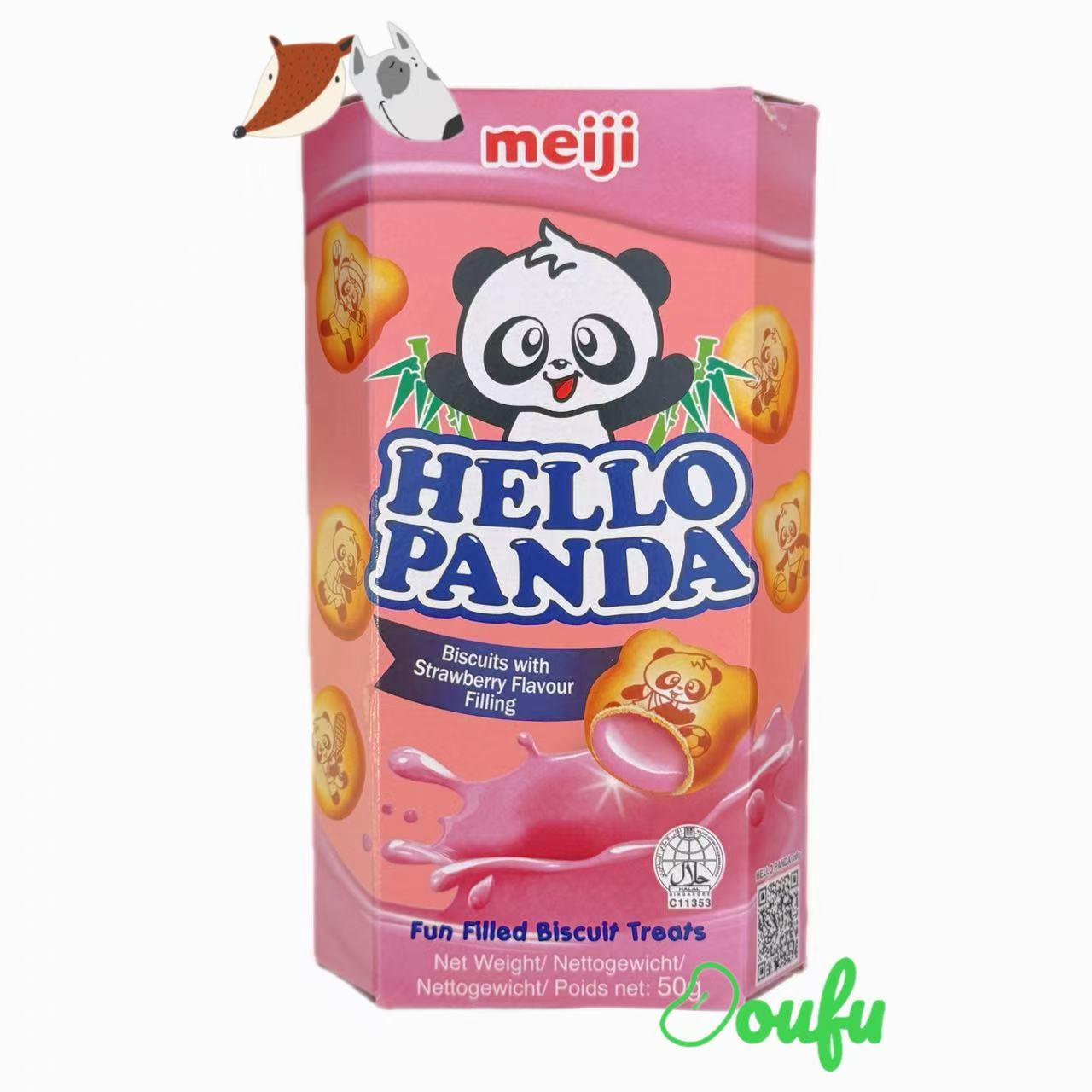 Meiji Hello Panda Strawberry Flavour 明治熊猫草莓夹心饼干 50g