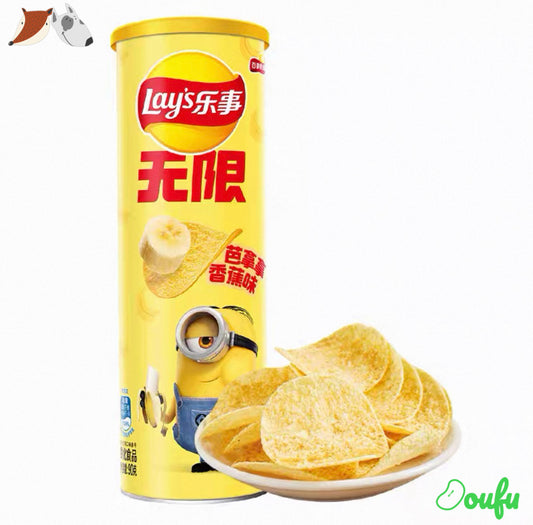 LS POTATO CHIPS BANANA Flavor 乐事无限香蕉味薯片桶装（小黄人联名）90g
