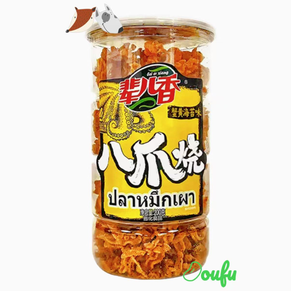 Bei er Xiang Octopus Shaped Crackers Crab Roe & Seaweed Fl 200g 辈儿香八爪烧蟹黄海苔味 200g