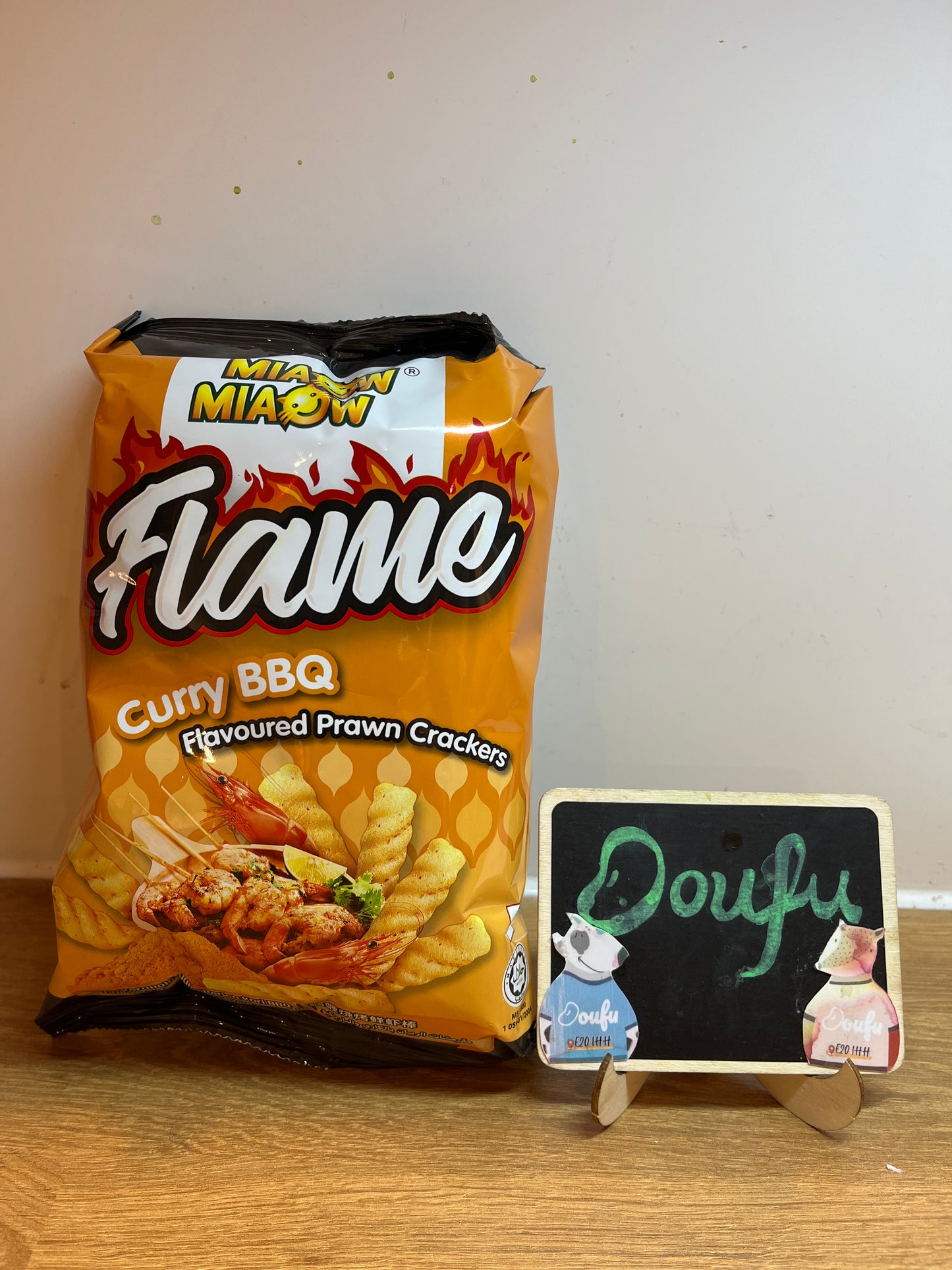 Miaow Flame Prawn Crackers Curry BBQ 虾条咖喱烧烤味