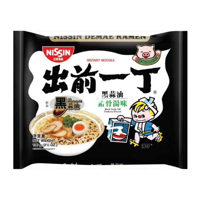 Nissin Demae Ramen Black Garlic Oil Flavor 出前一丁黑蒜油猪骨汤味100g