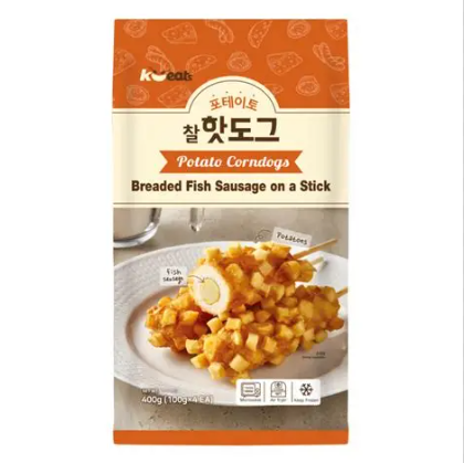 K Eats Crispy Corndogs Potato Fish Sausage 韩式鱼肠土豆热狗棒 100g*4