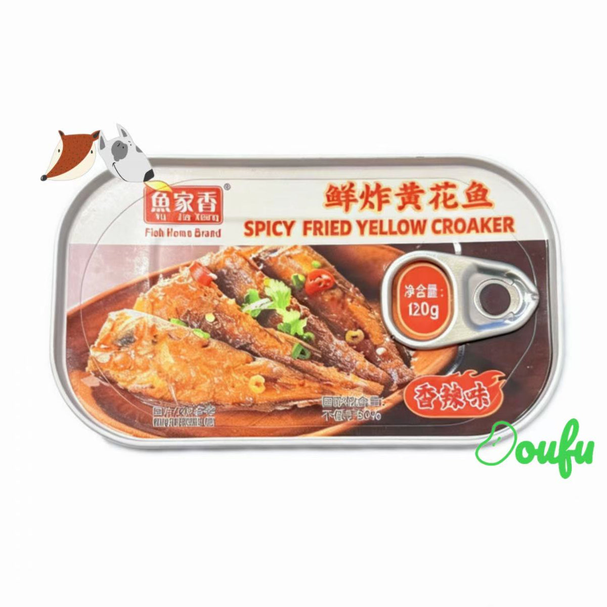 YJX Spicy Fried Yellow Croaker 80g 鱼家香香辣鲜炸黄花鱼80g（罐头）