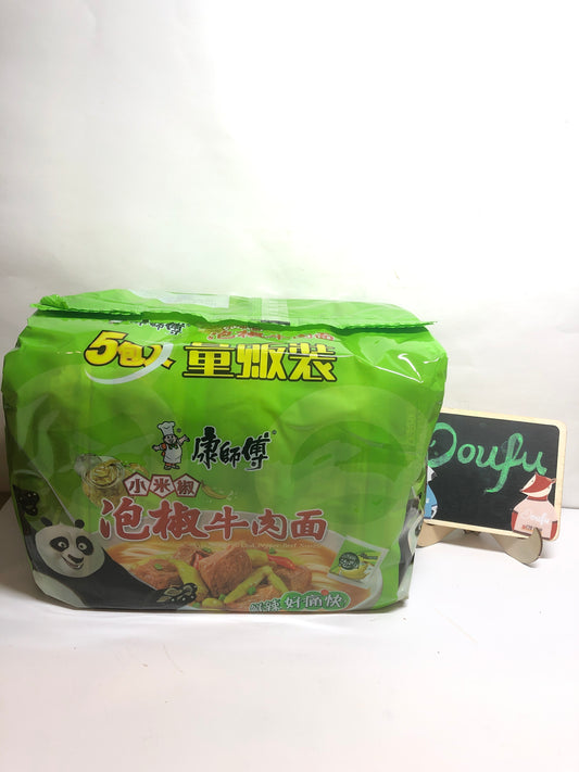 KSF Inst Noodles Pickled Chilli Beef5pcs康师傅泡椒牛肉面五连包