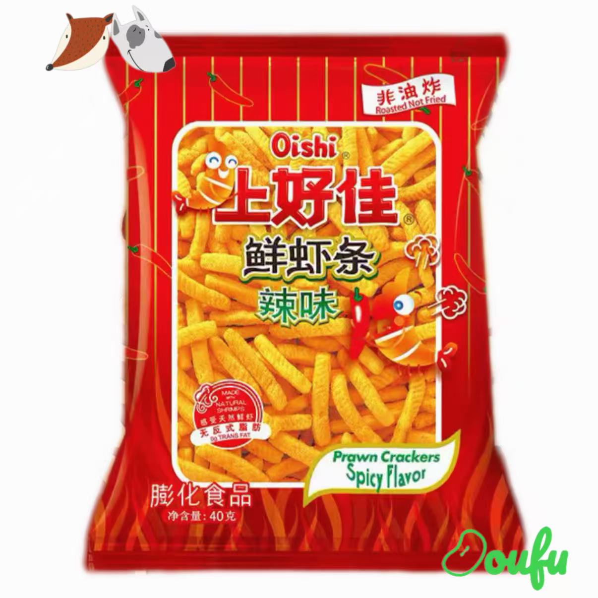 Oishi Prawn Crackers Spicy Flavor 40g 上好佳辣味虾条(红)40g