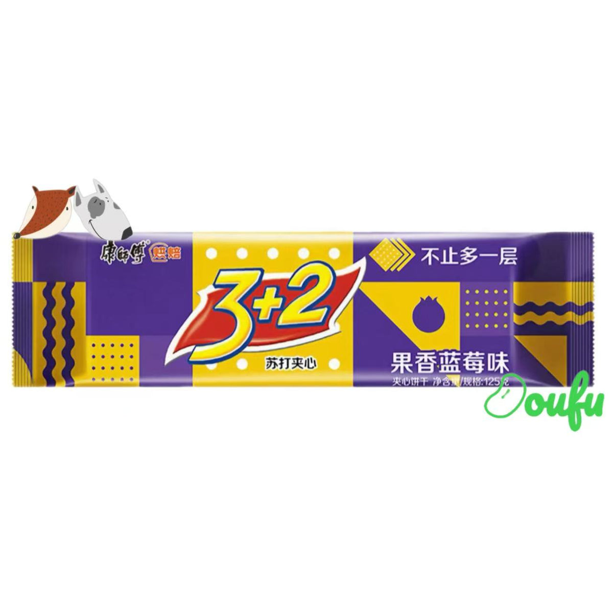 KSF 3+2 Biscuits Blueberry 3+2   康师傅苏打3+2夹心饼干蓝莓味125g