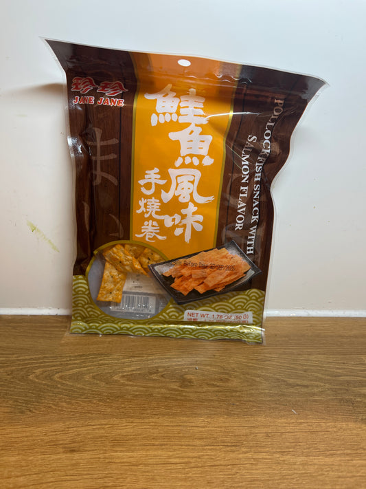 JJ Pollock Fish Snack Salmon Flavour 珍珍鲑鱼风味手卷烧 50g