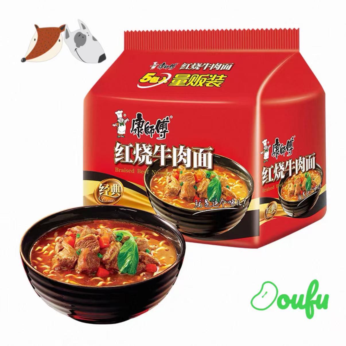 Mr Kons Noodle Braised Beef Fl 105g*5 康师傅红烧牛肉面五连包
