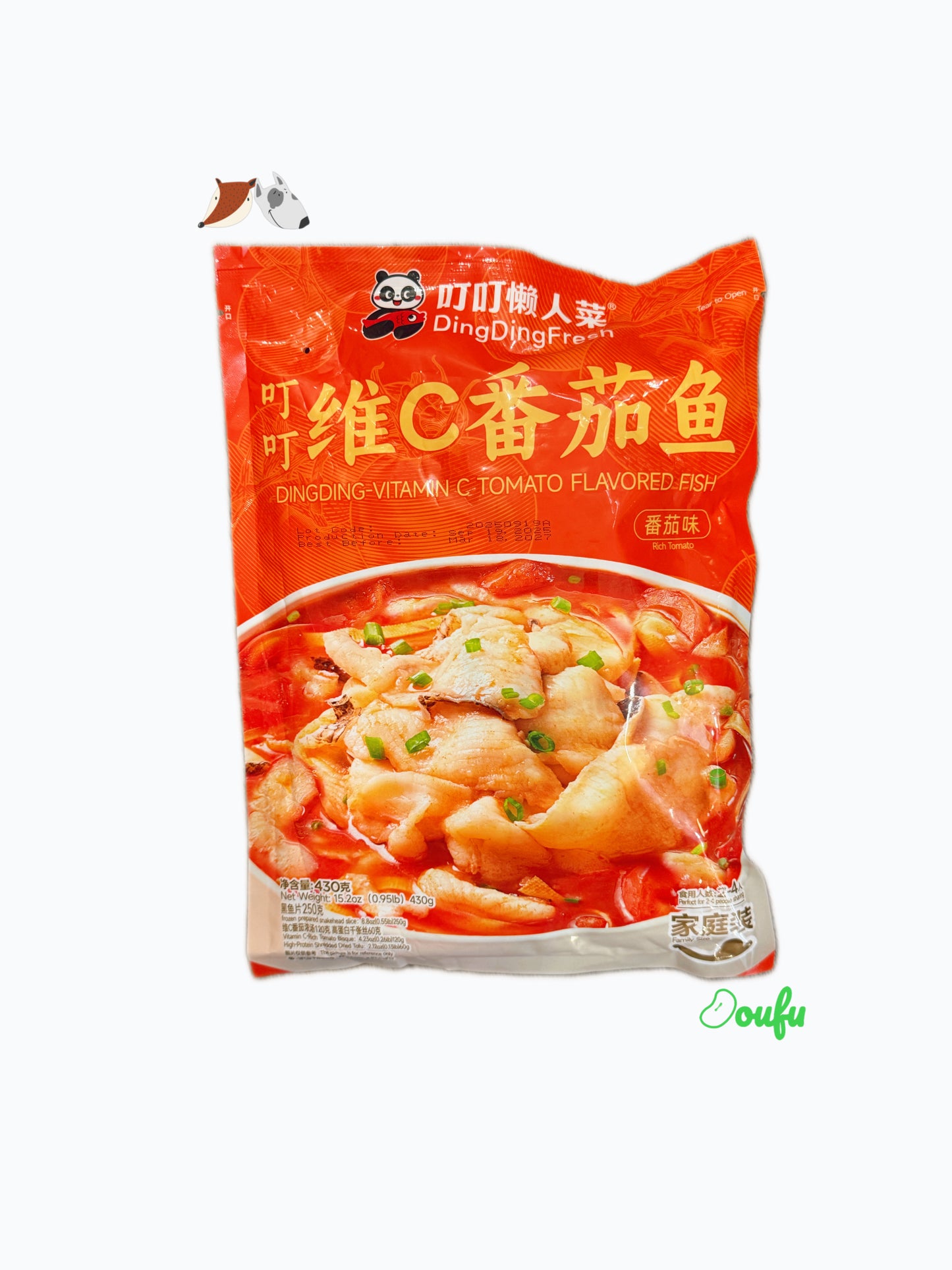 Ding Ding Vitamin C Tomato Fish 叮叮维C番茄鱼快手菜430g（冻柜红色包装）