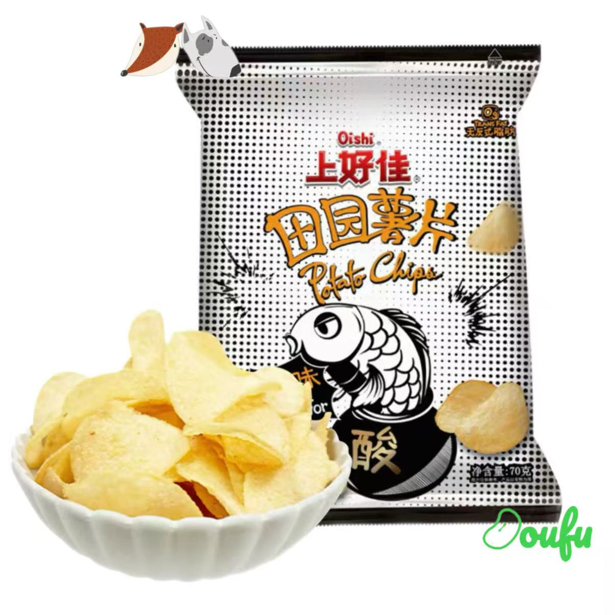 Oishi Potato Chips Suancai Fish 70g 上好佳薯片酸菜鱼味70g