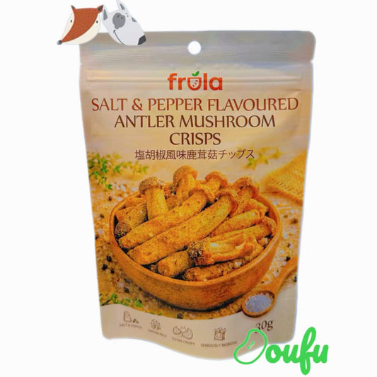 Frula Salt & Pepper Flv Antler Mushroom Crisps 30g   Frula椒盐风味鹿茸菇脆片30g