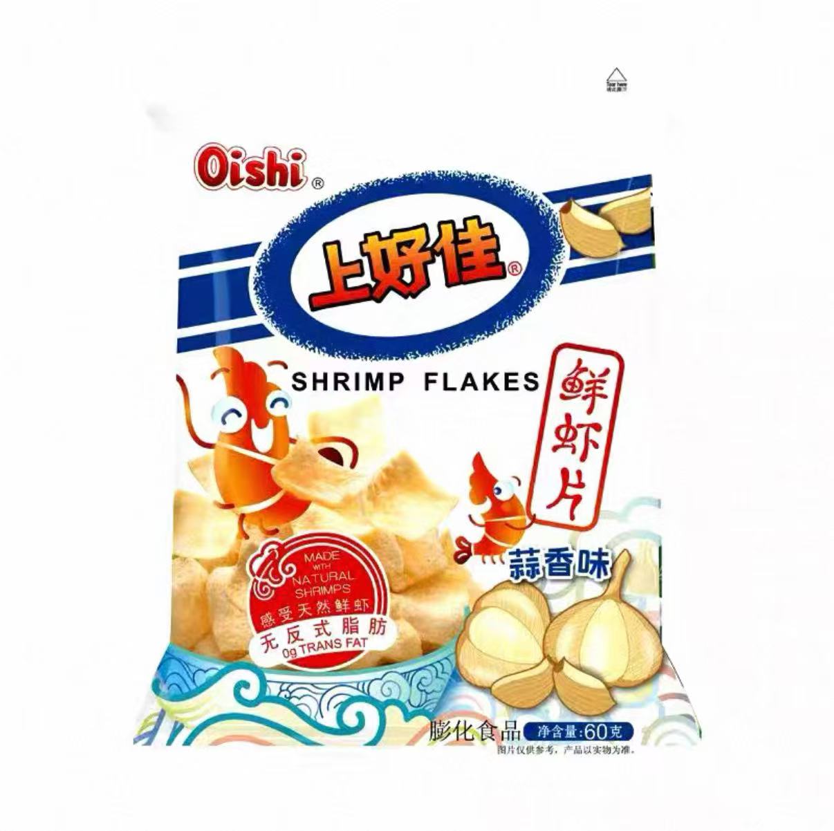 Oishi Shrimp Flakes Garlic Flavour上好佳鲜虾片蒜香味60g