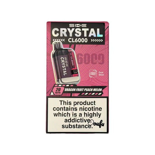 Ske Crystal Dragon Fruit Peach Melon一次性电子烟火龙果蜜桃蜜瓜味CL6000