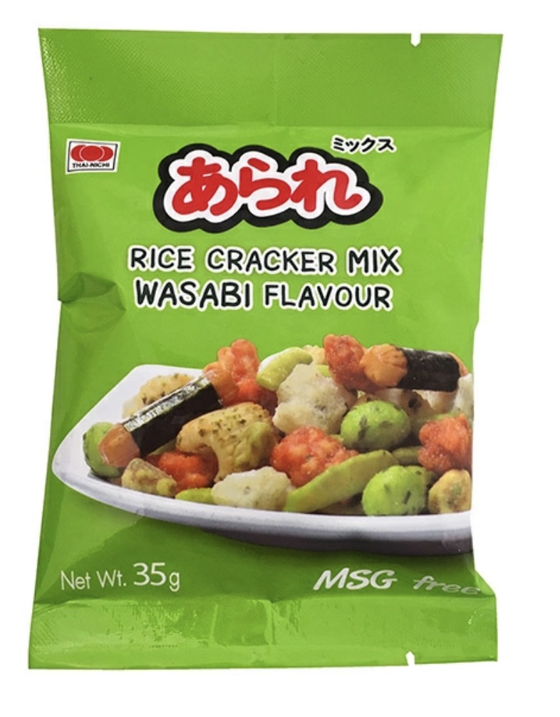 THAI-NICHI Arare Rice Cracker Mix – Wasabi Flavour 35 g THAI-NICHI-Arare-Rice-Cracker-Mix-Wasabi-Flavour-35-g