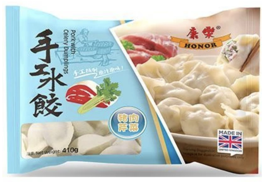 康樂豬肉餃子-芹菜410g HR Dumplings - Pork with Celery 康樂豬肉餃子-芹菜410g HR Dumplings - Pork with Celery