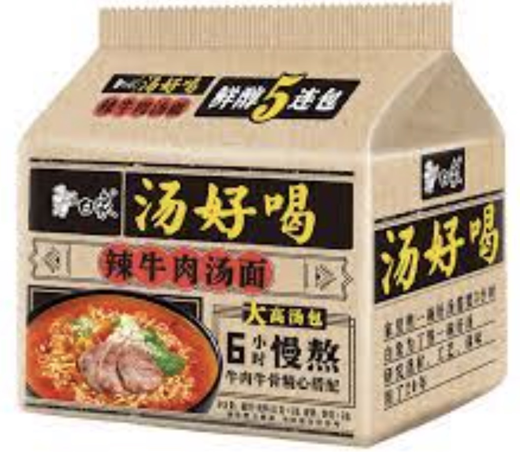BAIXIANG Instant Noodles (Hot & Spicy Beef Soup) (5 x 111g) 白象方便麵辣牛肉面 BAIXIANG Instant Noodles (Hot & Spicy Beef Soup) (5 x 111g) 白象方便麵辣牛肉面