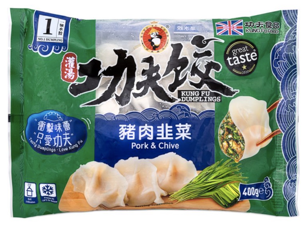 KUNGFU Pork & Chive Dumplings 400g功夫水餃-豬肉韮菜 KUNGFU Pork & Chive Dumplings 400g功夫水餃-豬肉韮菜